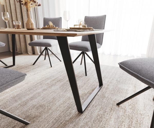 Jedálenský stôl Edge 200x100 Sheesham prírodný kovový skosený švajčiarsky okraj - Image 5