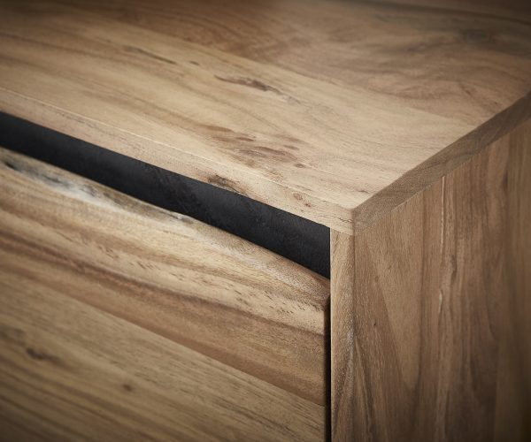 Komoda Stonegrace 200x45 cm prírodná akácia 4 dvierka nepravidelný okraj - Image 6