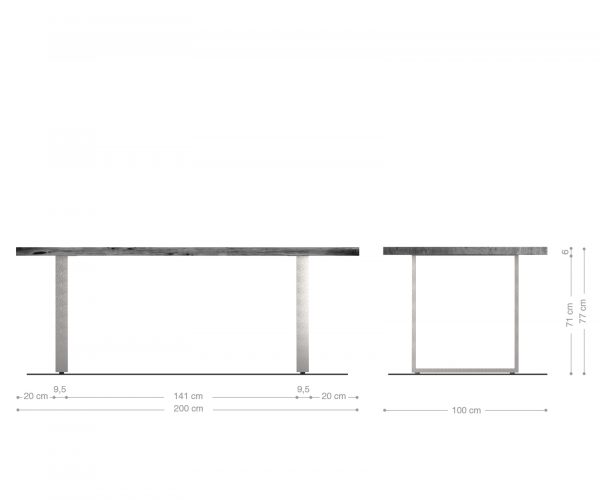 Jedálenský stôl Classic-Edge 200x100x77 cm rybia kosť z exotického dreva - Image 6