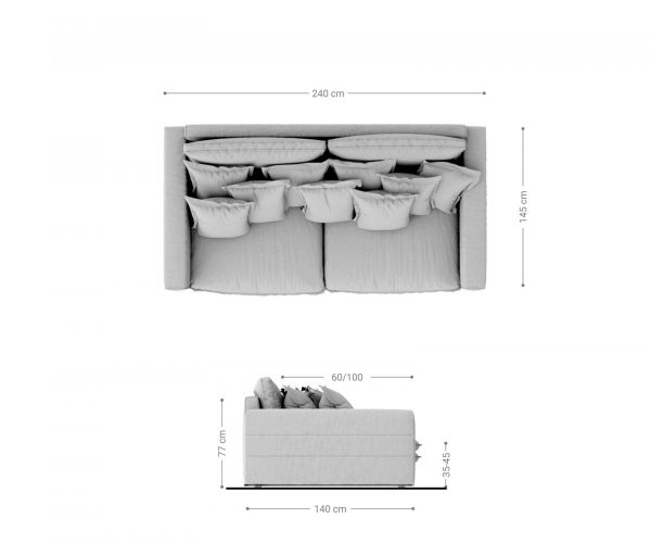 Pohovka Noelia 240x140 cm sivá s vankúšom Bigsofa - Image 8