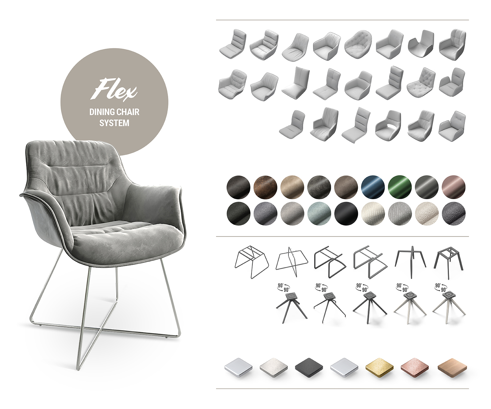 Hojdacie kreslo Kaira-Flex Textilná látka Antracit Konzola Plochá nerezová oceľ - Image 7