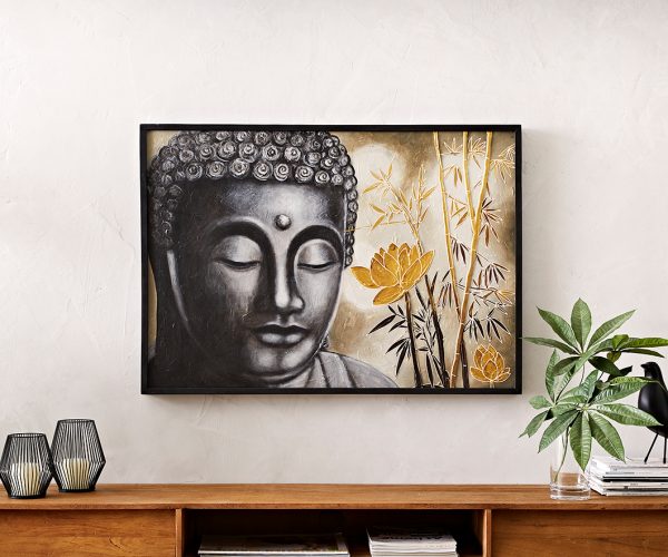 Obraz Budha 100x70 cm farebná olejomaľba na dreve - Image 3