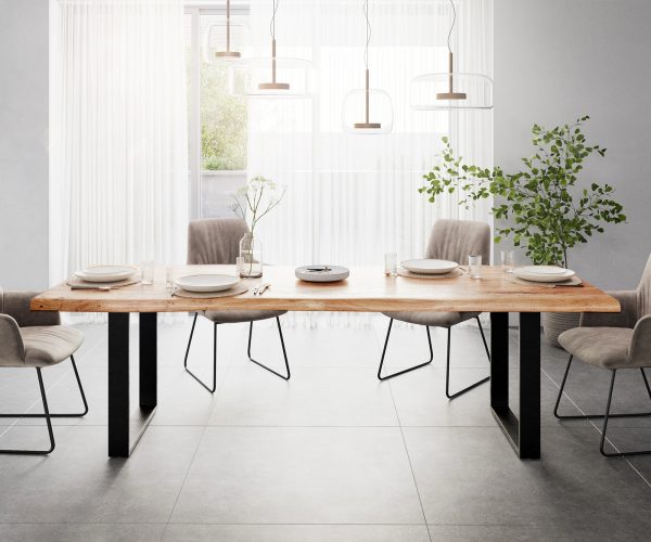 Jedálenský stôl Edge 260x100 XL akácia prírodný kov čierny - Image 2
