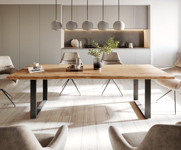Jedálenský stôl Edge 260x100 akácia prírodný kov čierny - Image 2