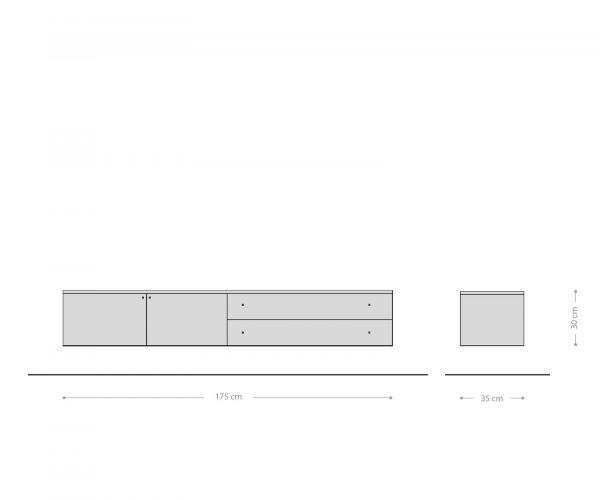 TV stolík Bahan 175 cm mango teak 2 dvierka 2 zásuvky mramor biely - Image 6