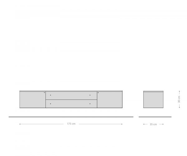 TV stolík Bahan 175 cm mango teak 2 dvierka 2 zásuvky mramor biely - Image 6