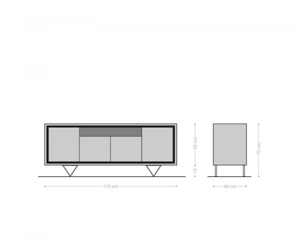 Komoda Stonegrace 175 cm akácia prírodná 4 dvierka 1 priehradka kameninové dno v tvare V - Image 7