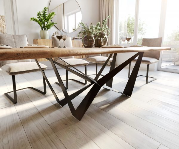 Jedálenský stôl Edge 260x100 akácia prírodná plochá čierna čepeľ - Image 5