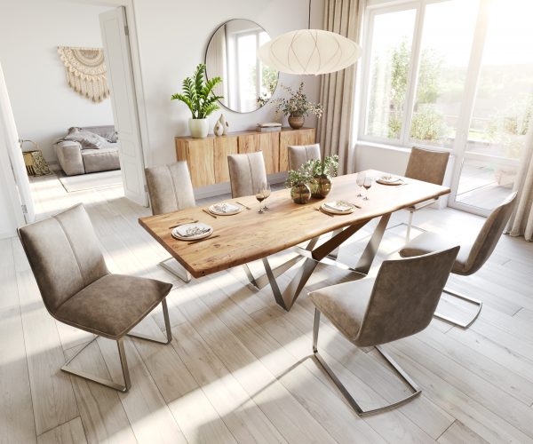 Jedálenský stôl Edge 260x100 akácia prírodná plochá oceľová podnož - Image 6