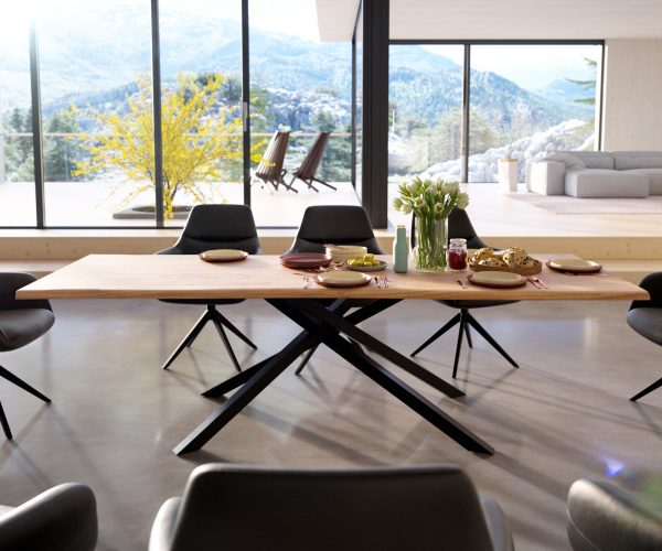 Jedálenský stôl Edge 260x100 akácia prírodná krížová podnož čierna - Image 2