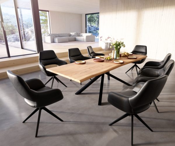 Jedálenský stôl Edge 260x100 akácia prírodná krížová podnož čierna - Image 6