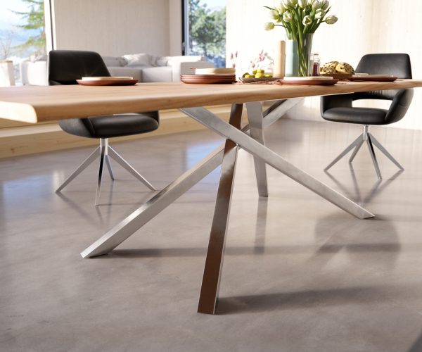 Jedálenský stôl Edge 260x100 akácia prírodná krížová podstava nerezová oceľ - Image 5