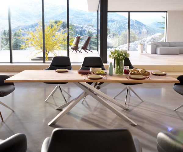 Jedálenský stôl Edge 260x100 akácia prírodná krížová podstava nerezová oceľ - Image 2
