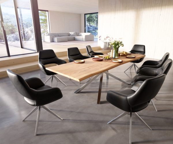 Jedálenský stôl Edge 260x100 akácia prírodná krížová podstava nerezová oceľ - Image 6