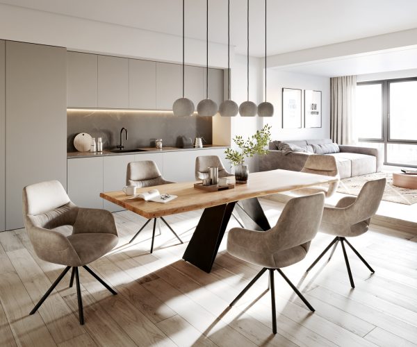 Jedálenský stôl Edge 260x100 prírodná agátová podnož v tvare V plochá oceľ čierna - Image 7