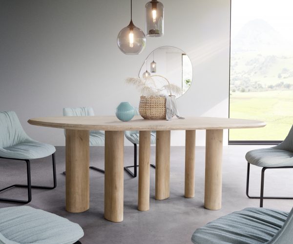 Jedálenský stôl Widoa 200x120 cm mango biely svetlý - Image 2