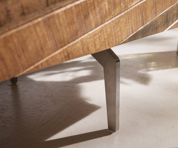 TV stolík Bahan 175 cm mango teak 2 dvierka 2 zásuvky mramor biely - Image 7