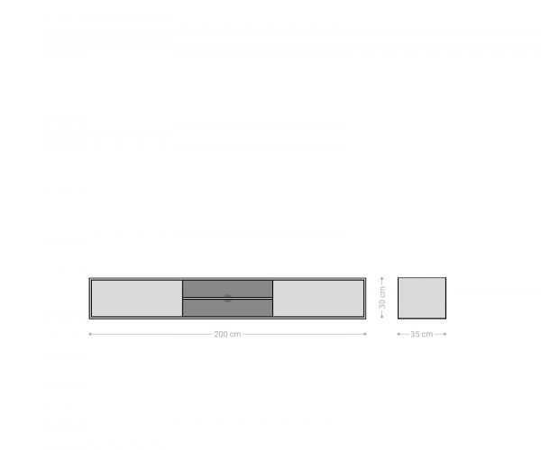 TV stolík Kleo 200 cm prírodná akácia 2 dvierka na zavesenie - Image 7
