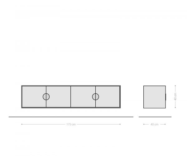 TV stolík Surimu 175x40x40 cm akácia svetlohnedá 4 dvierka korkové madlo na zavesenie - Image 7