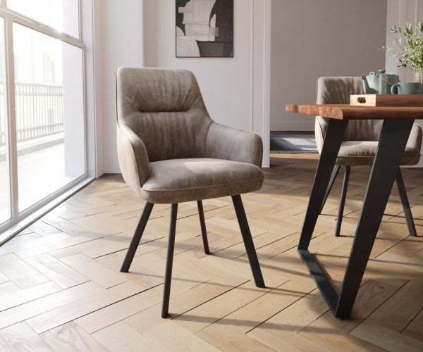 Zelia-Flex Taupe Vintage 4-nohé oválne kreslo Čierne vreckové pružiny