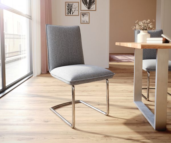 Houpací křeslo Lelio-Flex Textured Fabric Light Grey Cantilever Round Chrome Pocket Springs