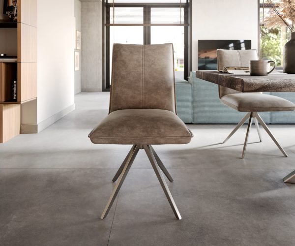 Lelio-Flex otočná stolička s krížovou základňou široká z nerezovej ocele mikrovlákno taupe 360° - Image 2