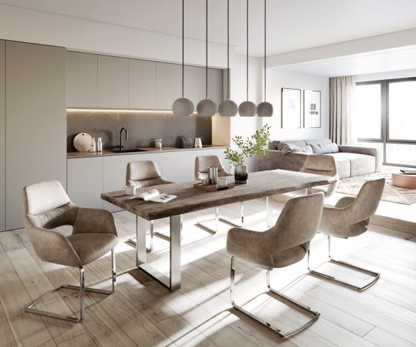 Houpací židle Yago-Flex s područkami Taupe Vintage Cantilever Flat Chrome - Image 5