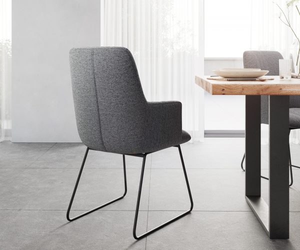 Křeslo Willa-Flex Structured Fabric Light Grey Skid Frame Black - Image 3