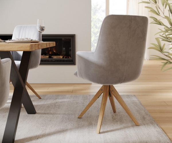 Otočná židle Willa-Flex s područkami Velvet Grey Dřevěný rám otočný o 180° - Image 3