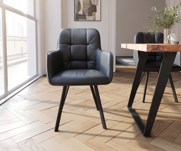 Křeslo Juno-Flex Real Leather Black 4-nohý ovál Black - Image 2