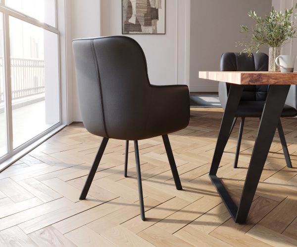 Křeslo Juno-Flex Real Leather Black 4-nohý ovál Black - Image 3