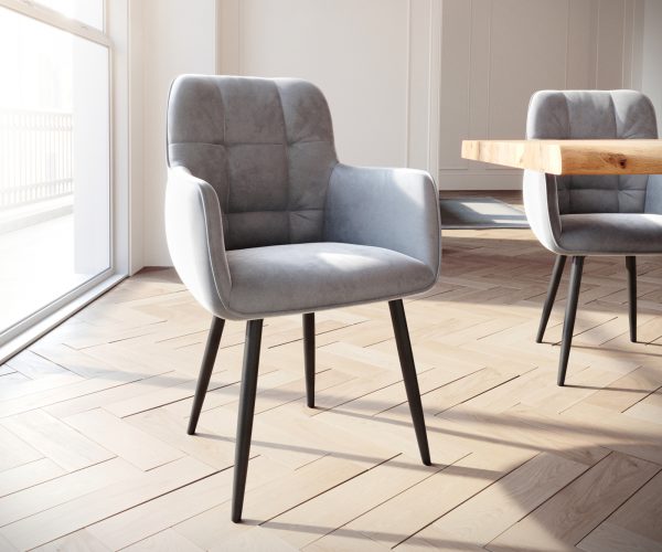Juno-Flex Velvet Grey 4-nohá zúžená stolička čierna