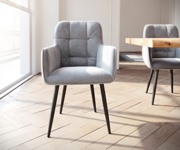 Juno-Flex Velvet Grey 4-nohá zúžená stolička čierna - Image 2