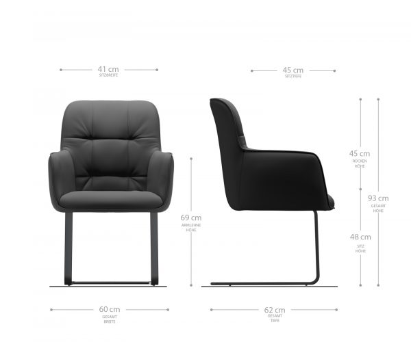 Jídelní židle Juno-Flex s područkami Velvet Grey Cantilever Flat Stainless Steel - Image 6