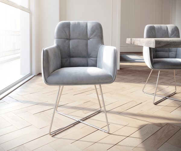 Křeslo Juno-Flex Velvet Grey X-rám nerezová ocel - Image 2