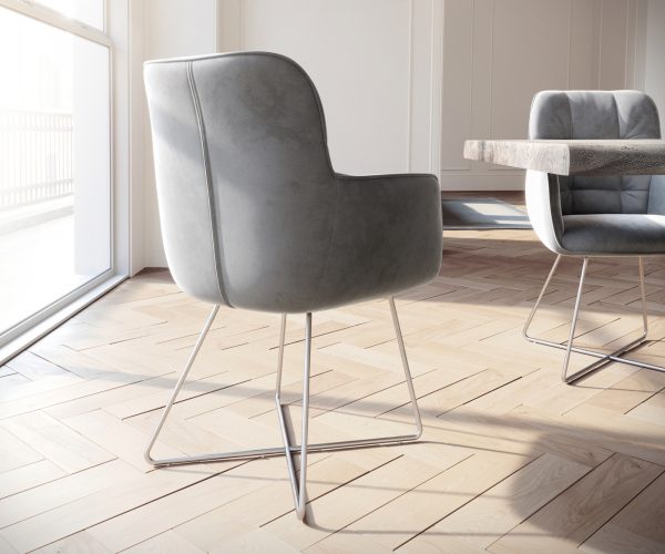 Křeslo Juno-Flex Velvet Grey X-rám nerezová ocel - Image 3