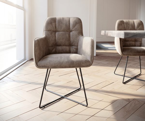 Kreslo Juno-Flex Taupe Vintage X-Frame čierne - Image 2