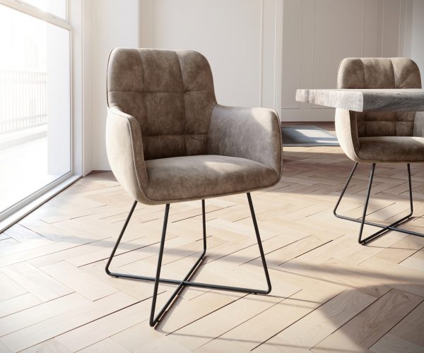 Kreslo Juno-Flex Taupe Vintage X-Frame čierne
