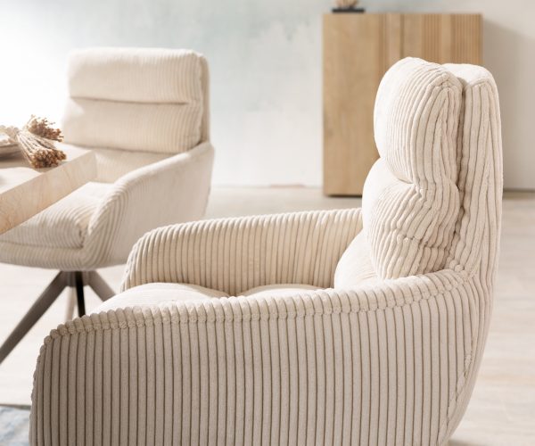 Otočná stolička Abelia-Flex krížová základňa štvorcová z nehrdzavejúcej ocele manšestrová béžová - Image 6
