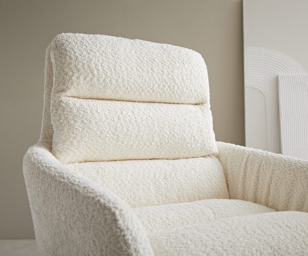 Otočná stolička Abelia-Flex s krížovou základňou štvorcová čierna bouclé biela - Image 6