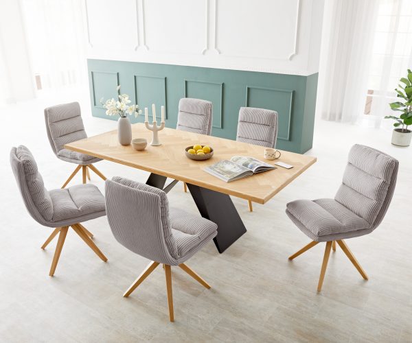 Otočná židle Abelia-Flex Cord Silver Grey Dřevěný rám úhlový 180° otočný - Image 5