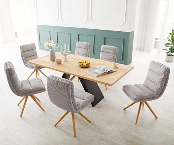 Otočná židle Abelia-Flex Cord Silver Grey Dřevěný rám kónický 180° otočný - Image 6