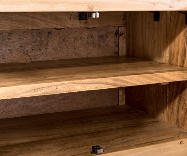 TV stolík Live Edge 220 cm prírodná akácia 6 dvierok - Image 5