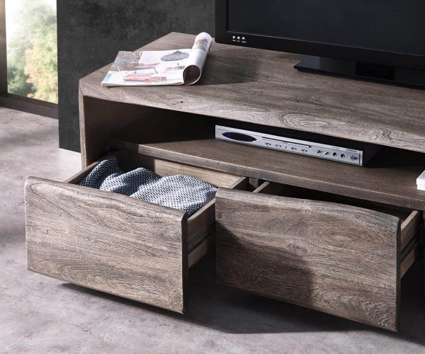 TV stolek Live Edge 190 cm platinová akácie 4 šuplíky - Image 5