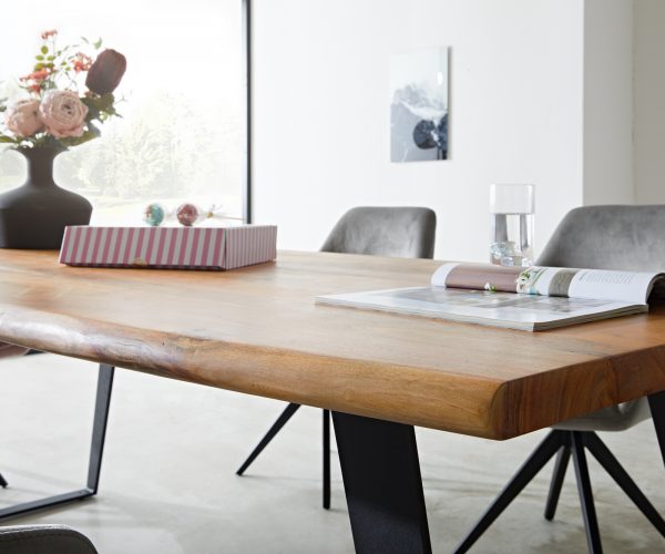 Jídelní stůl Edge 180x90 XL přírodní akácie kov šikmý - Image 5