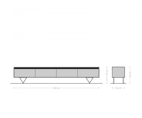 TV stolík Stonegrace 240 cm akáciová prírodná bridlica 4 dvierka - Image 7