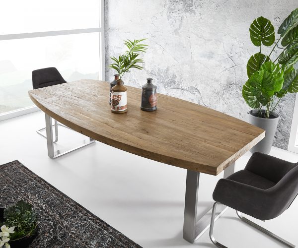 Jedálenský stôl Classic-Edge 240x120/80 cm s elipsovitou rovnou hranou z exotického dreva - Image 2