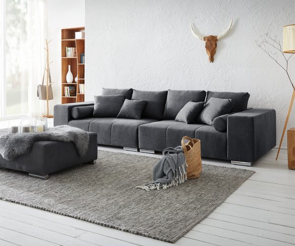 Pohovka XXL Marbeya 285x115 cm grafit s taburetem - Image 2