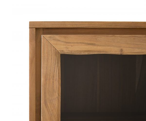 Vitrína Live Edge 60x190 cm prírodná akácia rovná hrana 1 dvere 2 zásuvky masívne drevo - Image 5