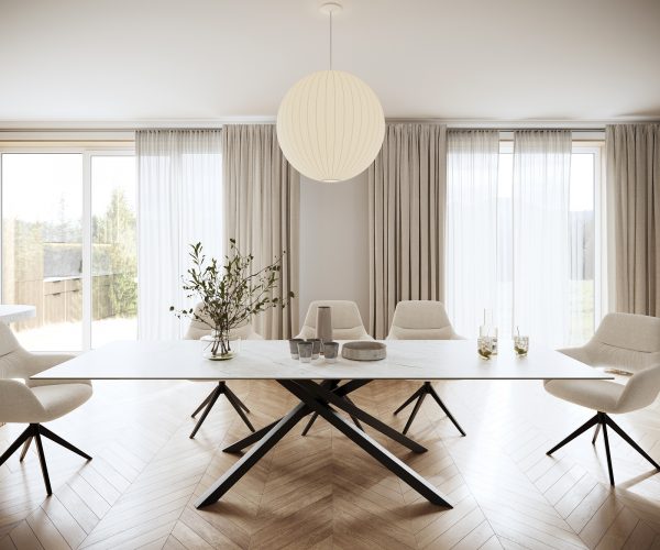 Jedálenský stôl Edge 300x100cm Laminam® keramika biela krížová podnož čierna - Image 2